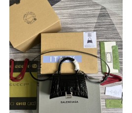 구찌 GUCCI  X 발렌시아가 아워글래스 미니 탑 핸들백